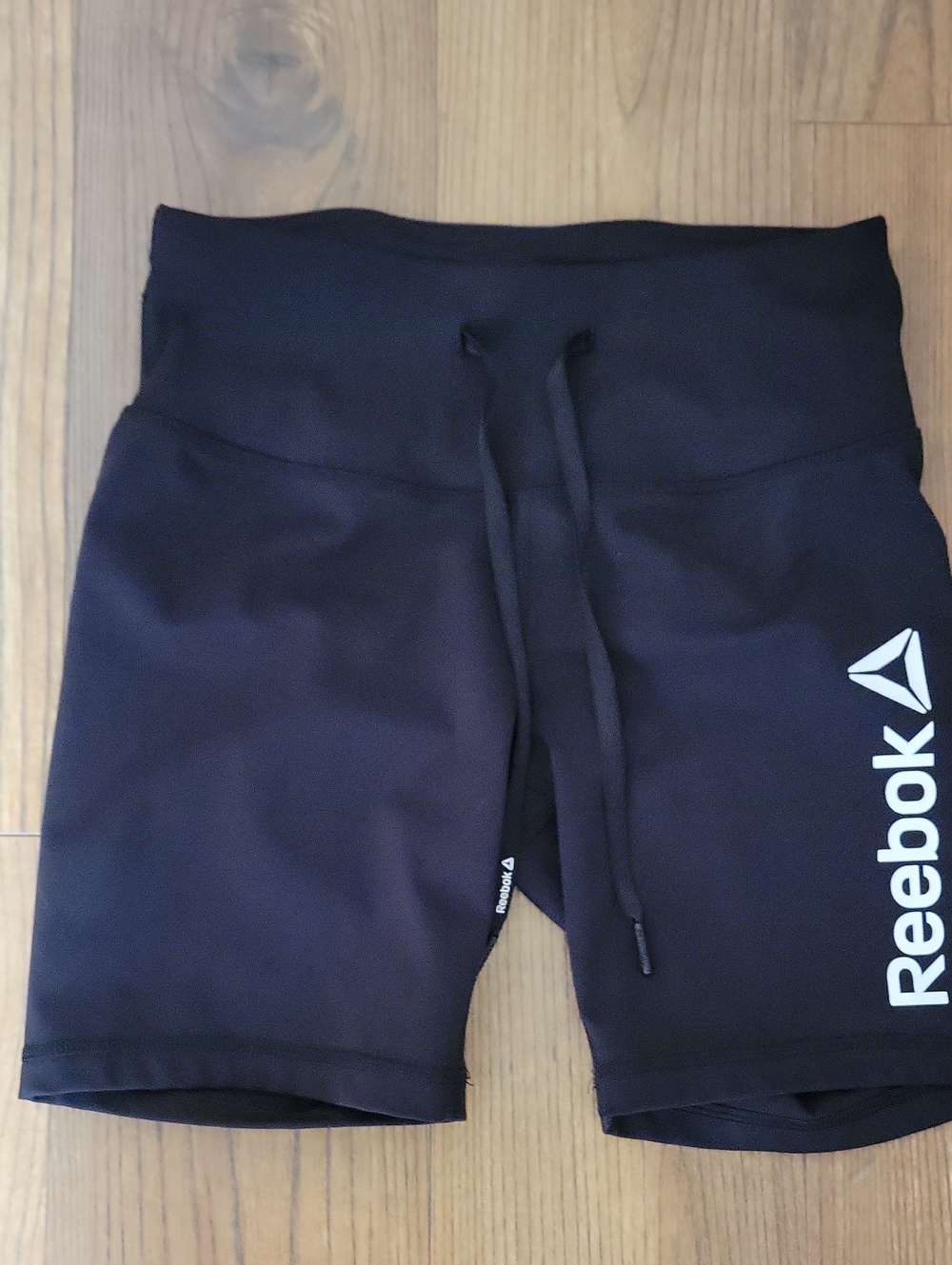 Reebok Black Athletic Legging Shorts with White Logo